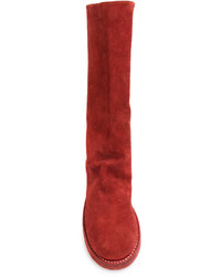 Bottes hauteur genou en cuir rouges Guidi