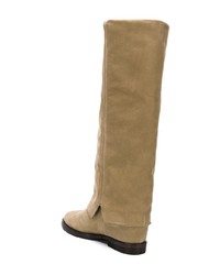 Bottes hauteur genou en daim marron clair Via Roma 15