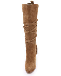 Bottes hauteur genou en daim marron clair