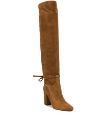 Bottes hauteur genou en daim marron Aquazzura