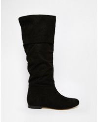 Bottes hauteur genou en daim noires Asos