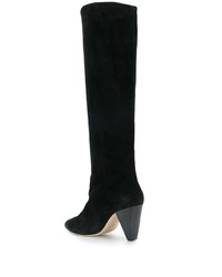 Bottes hauteur genou en daim noires Sandro Paris