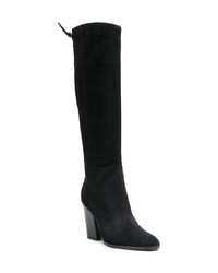 Bottes hauteur genou en daim noires Sergio Rossi