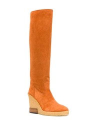 Bottes hauteur genou en daim orange Tod's