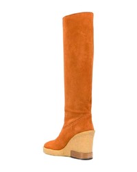 Bottes hauteur genou en daim orange Tod's