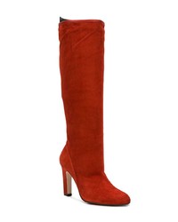 Bottes hauteur genou en daim rouges Stuart Weitzman