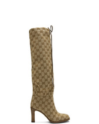 Bottes hauteur genou en toile marron clair