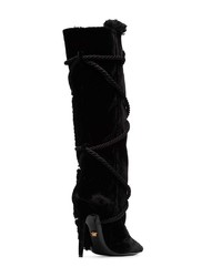 Bottes hauteur genou en velours noires Versace