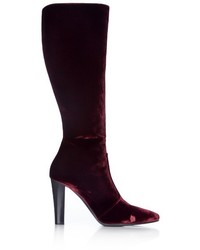 Bottes hauteur genou en velours pourpre foncé