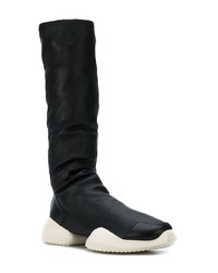 Bottes hauteur genou noires et blanches Adidas By Rick Owens