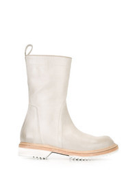 Bottes mi-mollet en cuir beiges