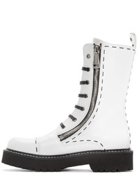 Bottes mi-mollet en cuir blanches Dolce & Gabbana