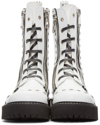 Bottes mi-mollet en cuir blanches Dolce & Gabbana