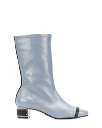 Bottes mi-mollet en cuir bleu clair