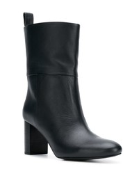 Bottes mi-mollet en cuir bleu marine Jil Sander Navy