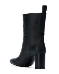 Bottes mi-mollet en cuir bleu marine Jil Sander Navy