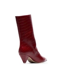 Bottes mi-mollet en cuir bordeaux ATTICO