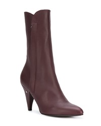 Bottes mi-mollet en cuir bordeaux Laurence Dacade