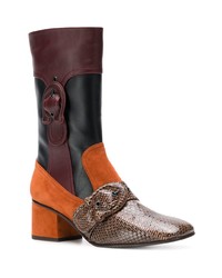 Bottes mi-mollet en cuir multicolores Coach