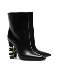 Bottes mi-mollet en cuir noires Poiret