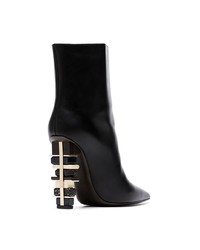 Bottes mi-mollet en cuir noires Poiret