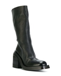 Bottes mi-mollet en cuir noires Marsèll