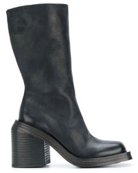 Bottes mi-mollet en cuir noires Marsèll