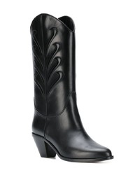 Bottes mi-mollet en cuir noires Francesco Russo