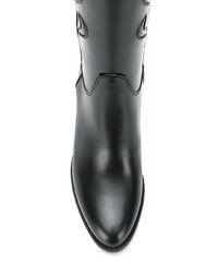 Bottes mi-mollet en cuir noires Francesco Russo