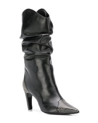 Bottes mi-mollet en cuir noires Aldo Castagna