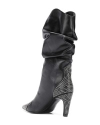 Bottes mi-mollet en cuir noires Aldo Castagna