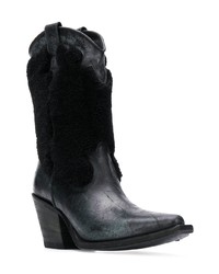 Bottes mi-mollet en cuir noires McQ Alexander McQueen