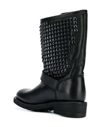 Bottes mi-mollet en cuir noires Ash