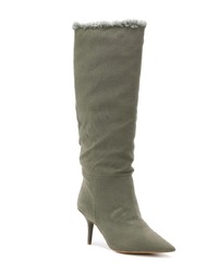 Bottes mi-mollet en cuir olive Yeezy