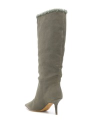 Bottes mi-mollet en cuir olive Yeezy