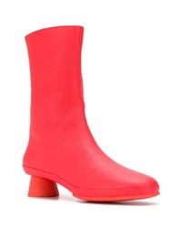 Bottes mi-mollet en cuir rouges Camper Lab