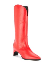 Bottes mi-mollet en cuir rouges Pierre Hardy