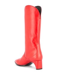 Bottes mi-mollet en cuir rouges Pierre Hardy