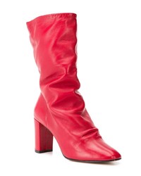 Bottes mi-mollet en cuir rouges Marc Ellis