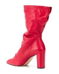 Bottes mi-mollet en cuir rouges Marc Ellis