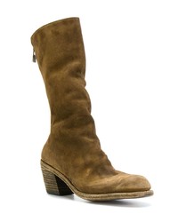 Bottes mi-mollet en daim moutarde Guidi