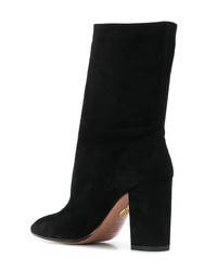 Bottes mi-mollet en daim noires Aquazzura