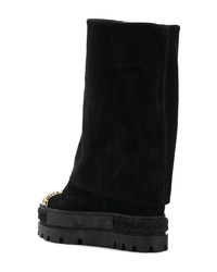 Bottes mi-mollet en daim noires Casadei