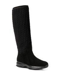 Bottes mi-mollet en daim noires Hogan