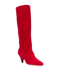 Bottes mi-mollet en daim rouges Laurence Dacade