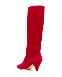 Bottes mi-mollet en daim rouges Laurence Dacade