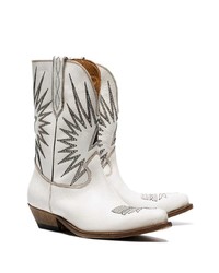 Bottes western en cuir brodées blanches Golden Goose Deluxe Brand