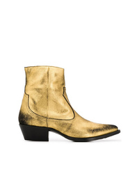 Bottes western en cuir dorées