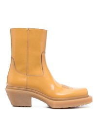 Bottes western en cuir orange