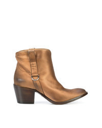 Bottes western en satin tabac